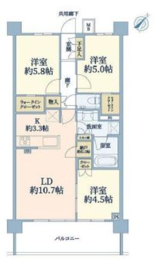 クレヴィア横浜沢渡　303号室　間取り