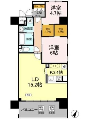 リーラ横浜川和町　206号室　間取り