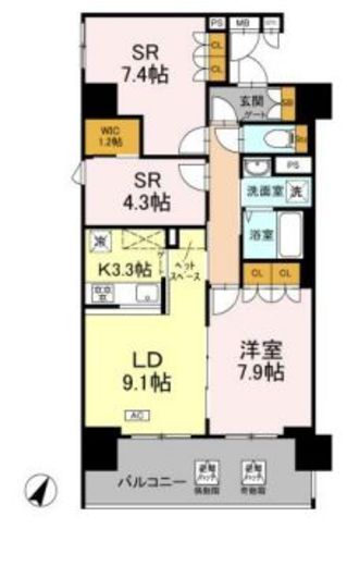 リーラ横浜川和町　901号室　間取り
