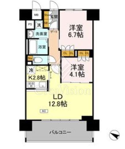 リーラ横浜川和町　607号室　間取り
