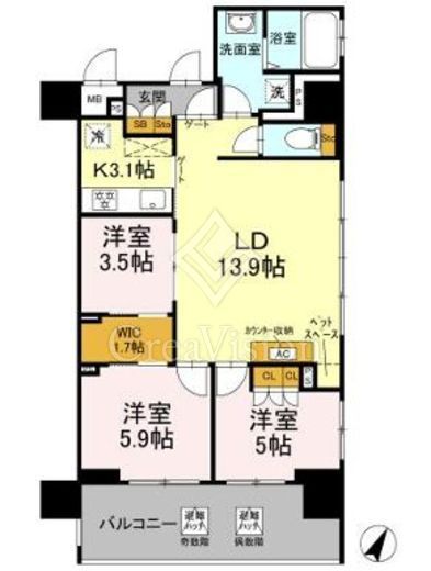 リーラ横浜川和町　804号室　間取り