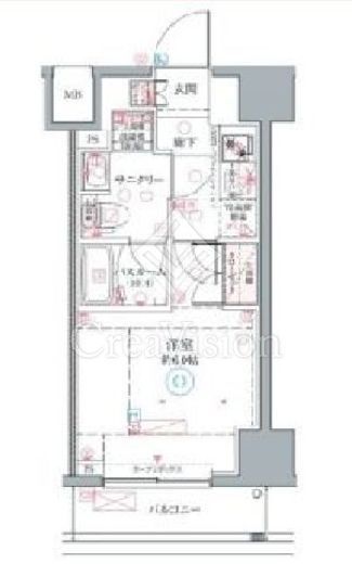 クレヴィスタ横浜関内Ⅱ　411号室　間取り