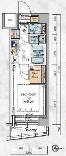 エステムコート横濱大口　2F1号室　間取り