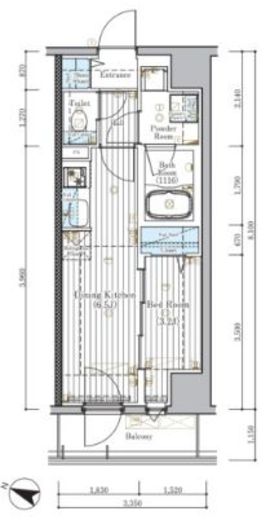 ミライズ横濱SOUTHレジデンス　1102号室　間取り