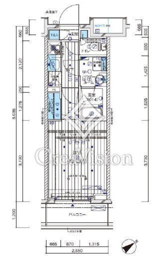 メインステージ鶴見Ⅲ　606号室　間取り
