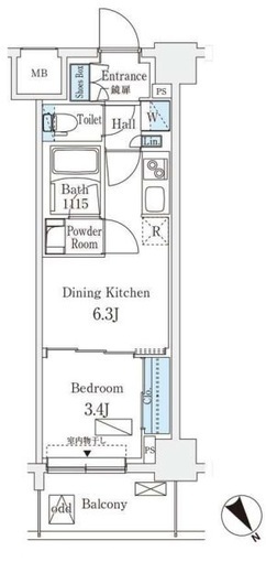 エル・セレーノ横浜　303号室　間取り