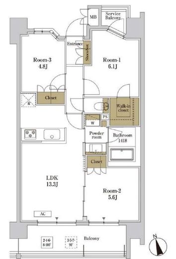 RJRプレシア川口　705号室　間取り
