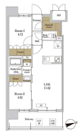 RJRプレシア川口　706号室　間取り