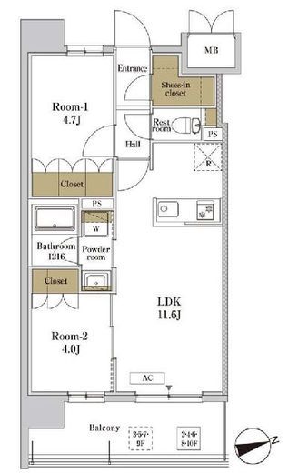 RJRプレシア川口　805号室　間取り
