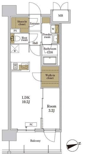 RJRプレシア川口　807号室　間取り