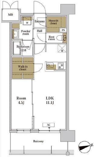 RJRプレシア川口　808号室　間取り