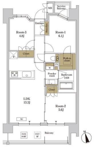 RJRプレシア川口　904号室　間取り