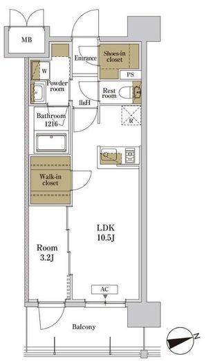 RJRプレシア川口　910号室　間取り