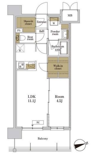 RJRプレシア川口　1008号室　間取り