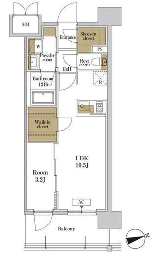RJRプレシア川口　1009号室　間取り