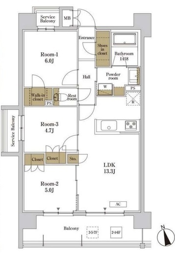 RJRプレシア川口　501号室　間取り