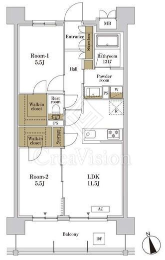 RJRプレシア川口　1001号室　間取り