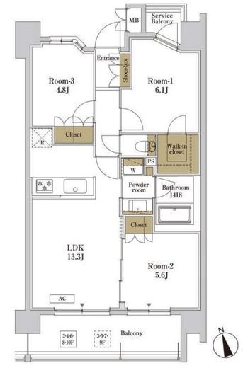 RJRプレシア川口　1003号室　間取り