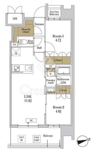 RJRプレシア川口　613号室　間取り