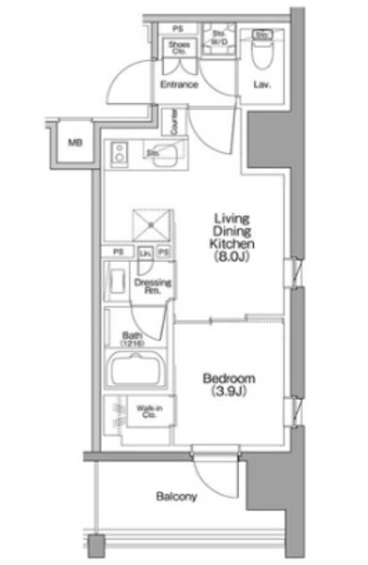 ザ・パークハビオ行徳駅前　601号室　間取り