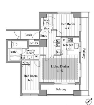 レジディア新川2　1101号室　間取り