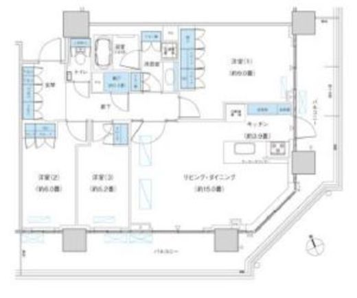 パークシティ柏の葉キャンパス ザ・ゲートタワー ウエスト　3610号室　間取り