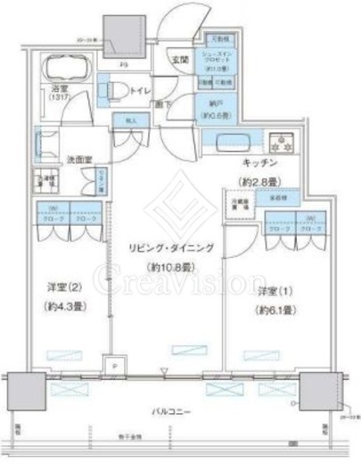 パークシティ柏の葉キャンパス　ザ・ゲートタワー　ウエスト　2106号室　間取り