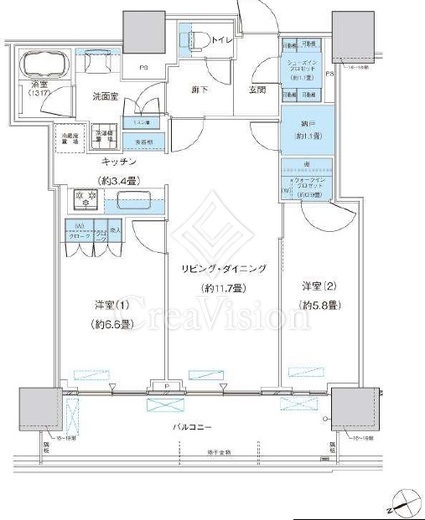 パークシティ柏の葉キャンパス　ザ・ゲートタワー　ウエスト　1703号室　間取り