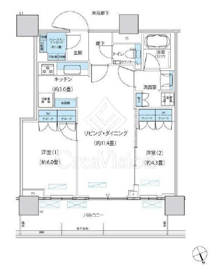 パークシティ柏の葉キャンパス　ザ・ゲートタワー　ウエスト　3606号室　間取り
