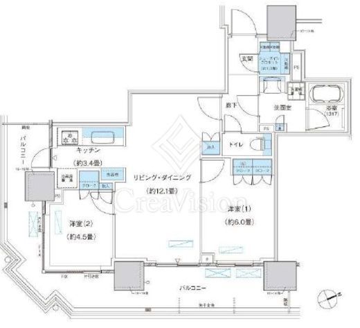 パークシティ柏の葉キャンパス　ザ・ゲートタワー　ウエスト　1513号室　間取り