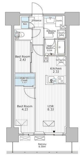 パークアクシス市川　1203号室　間取り