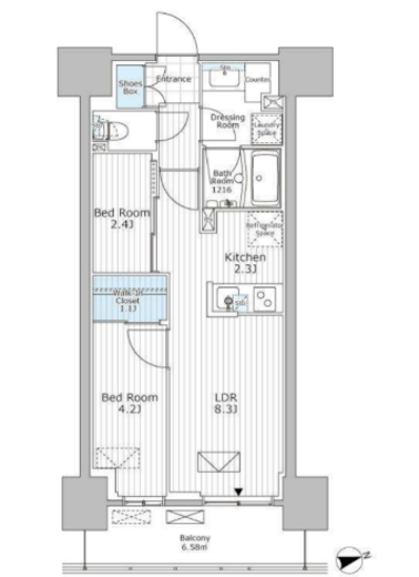 パークアクシス市川　505号室　間取り