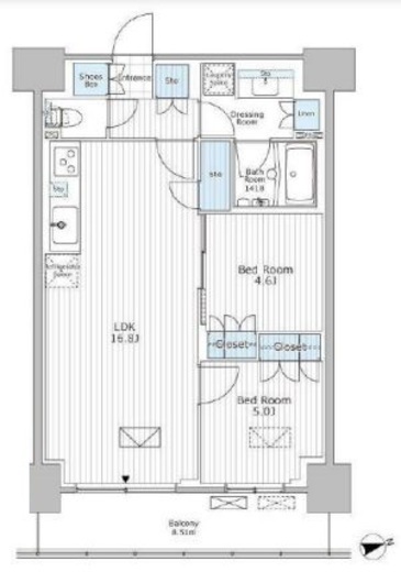 パークアクシス市川　807号室　間取り