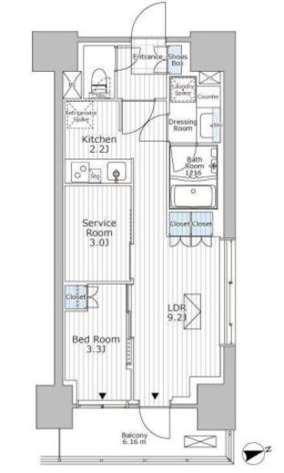 パークアクシス市川　908号室　間取り