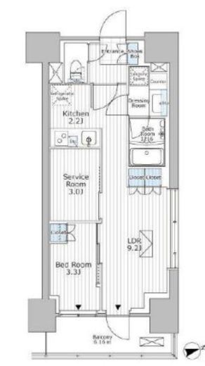 パークアクシス市川　513号室　間取り