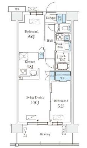 スカイグランデ津田沼　1012号室　間取り