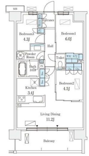 スカイグランデ津田沼　313号室　間取り