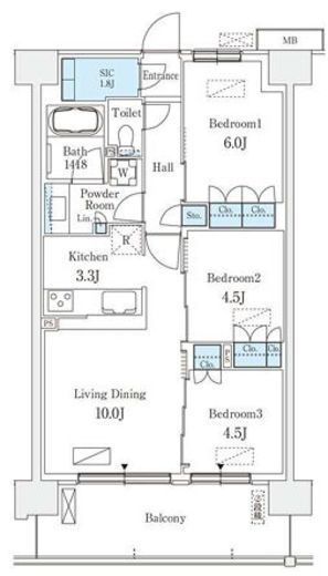スカイグランデ津田沼　412号室　間取り
