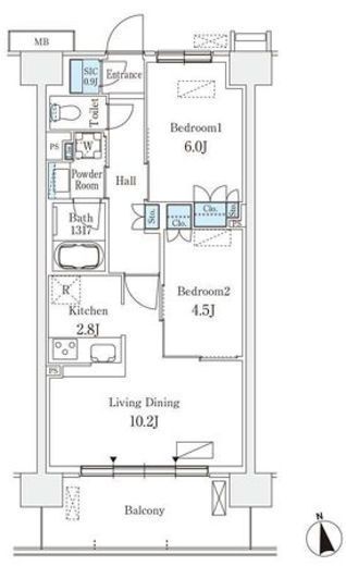 スカイグランデ津田沼　415号室　間取り