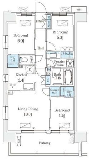 スカイグランデ津田沼　507号室　間取り