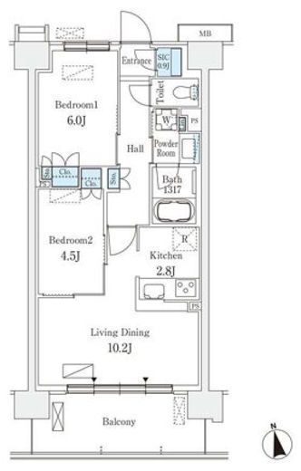 スカイグランデ津田沼　516号室　間取り