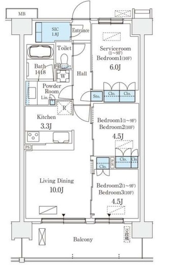 スカイグランデ津田沼　709号室　間取り