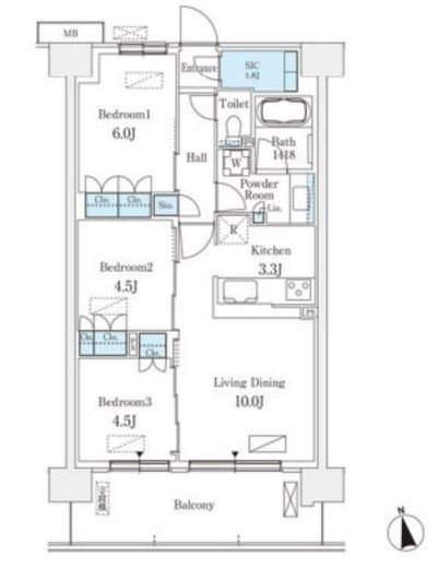 スカイグランデ津田沼　711号室　間取り