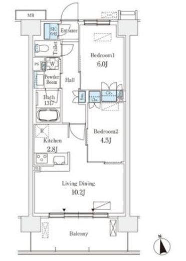 スカイグランデ津田沼　717号室　間取り