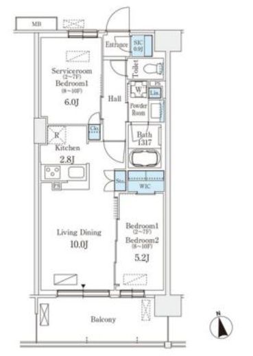 スカイグランデ津田沼　723号室　間取り