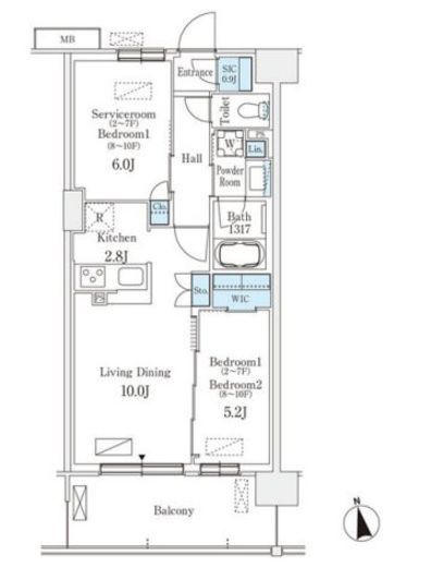スカイグランデ津田沼　822号室　間取り