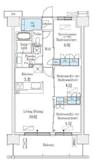 スカイグランデ津田沼　609号室　間取り