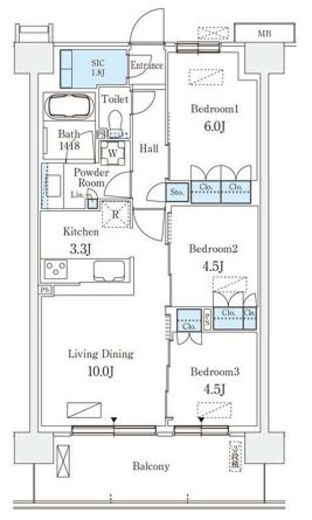 スカイグランデ津田沼　911号室　間取り