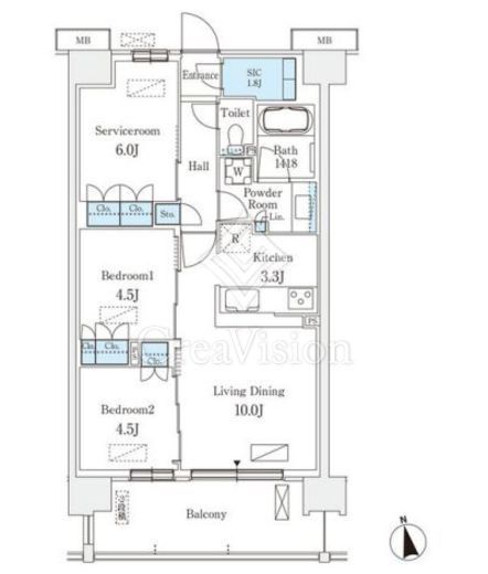 スカイグランデ津田沼　608号室　間取り