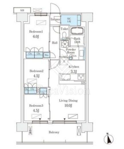 スカイグランデ津田沼　611号室　間取り